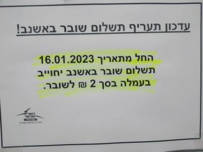 מהיום תשלום עבור ביצוע פעולות בחשבון בבנק הדואר