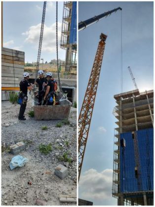 חילוץ בגובה רב-חולצו שני לכודים מעגורן בגובה של כ-70 מטר